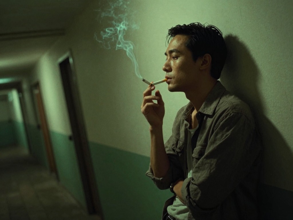 AI-generated film noir style portrait of a man in Hong Kong alley