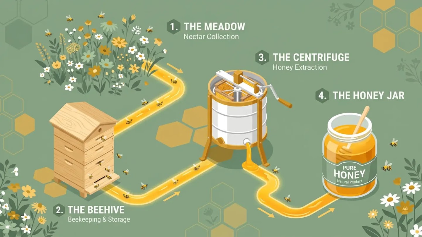 The Honey Production Process — Isometric Infographic