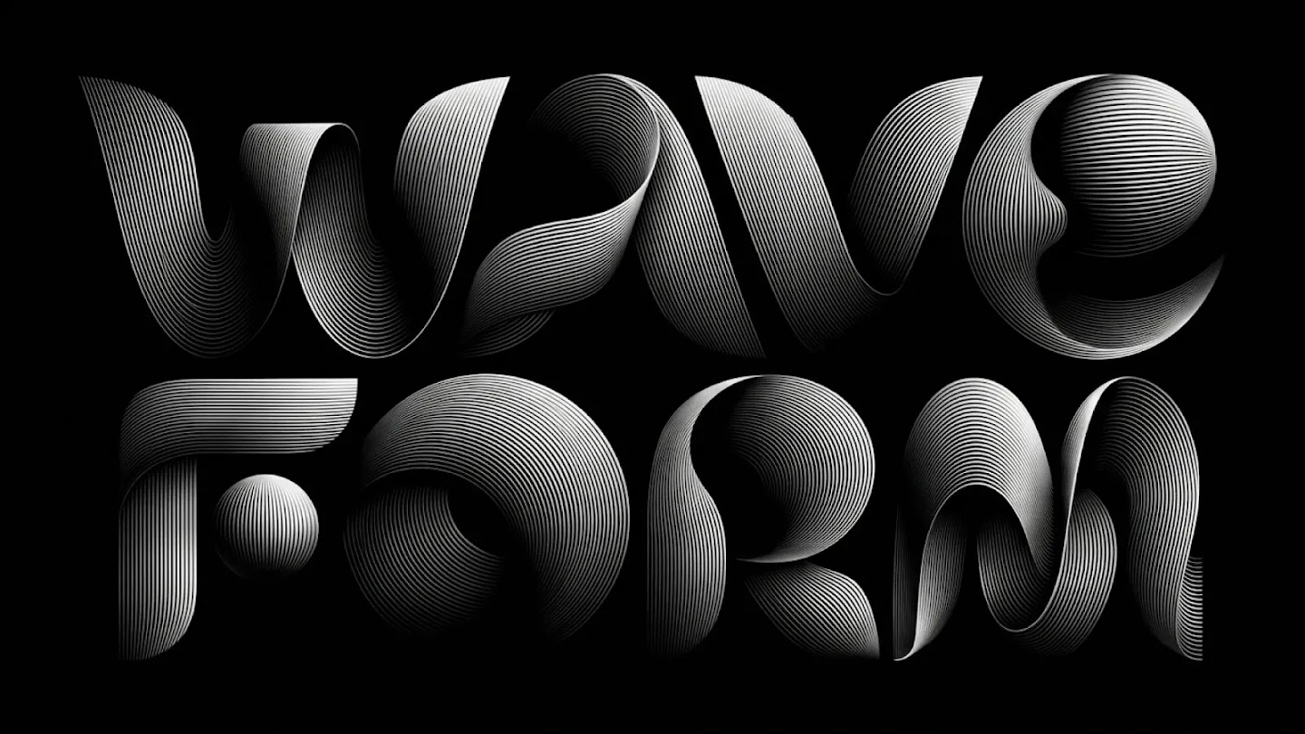 "WAVE FORM" — 3D Ribbon Typography