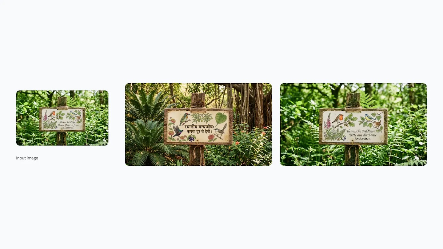 Multilingual localized sign in Hindi and German generated by Nano Banana 2