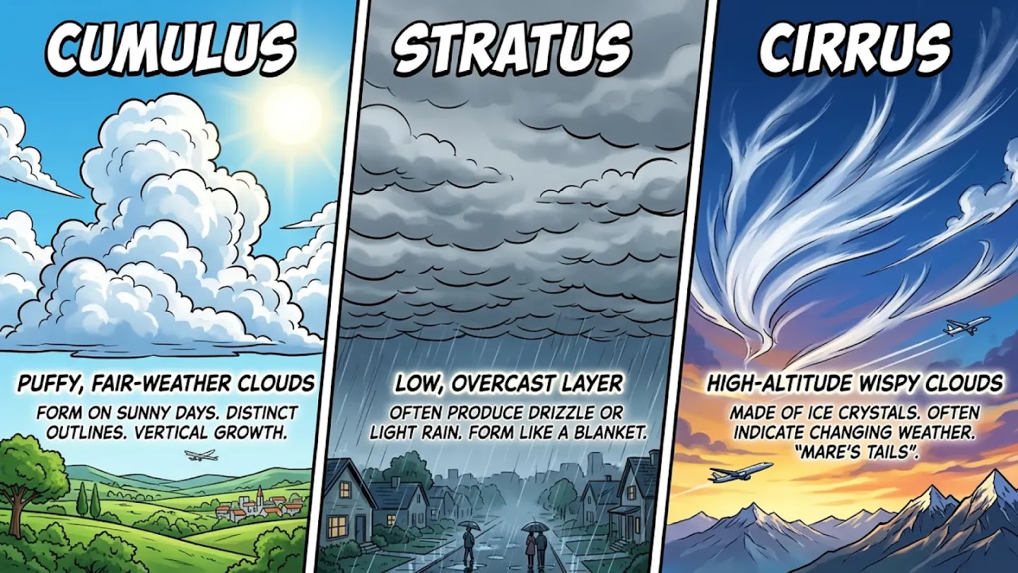 Cloud types triptych infographic generated by Nano Banana 2