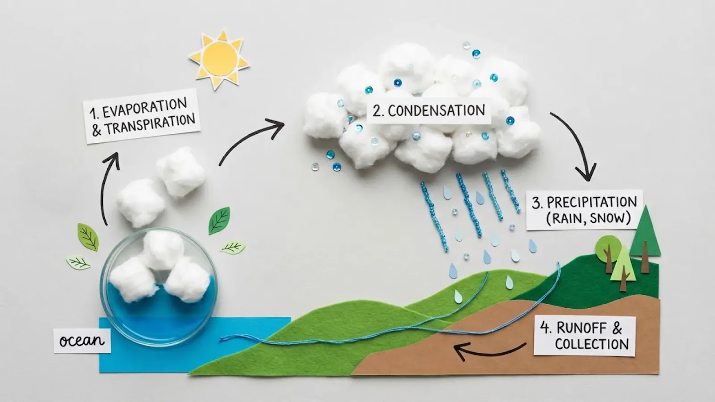 DIY water cycle infographic generated by Nano Banana 2