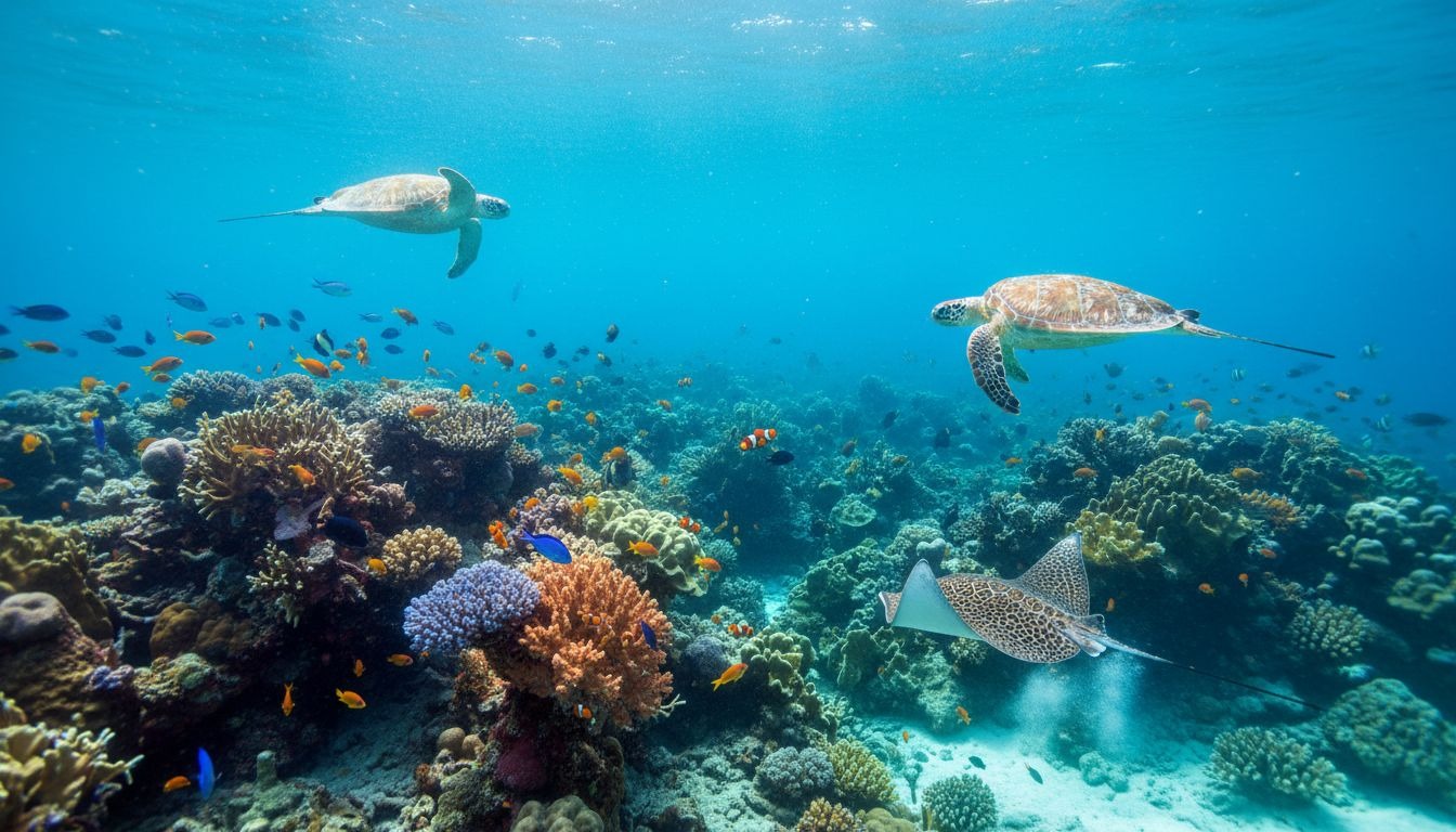 나노 바나나가 생성한 생동감 넘치는 수중 산호초 장면